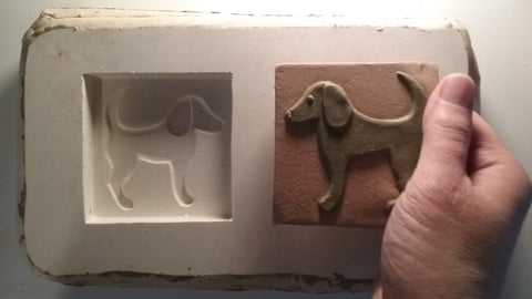 dog 3x3 handmade tile mold making process