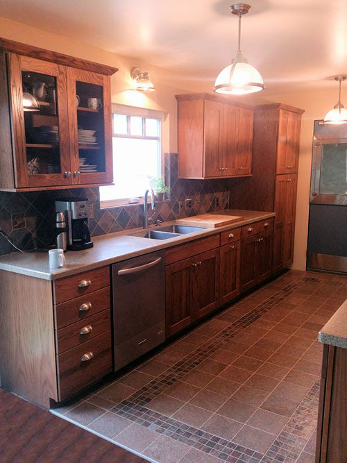 kitchen with handmade tiles and slate