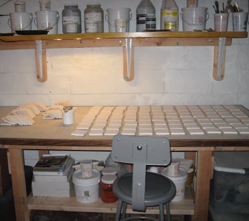 Ceramic Handmade Tile Studio Glazing Table