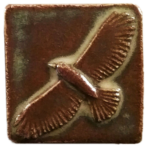 two inch by two inch hawk handmade tile