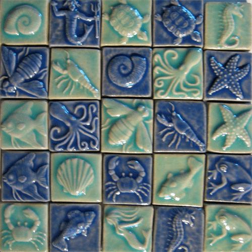 Sea-life Ceramic Hand made Tiles