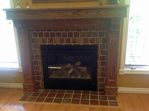 handmade tile hearth installation