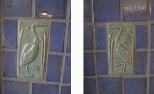 great blue heron tiles handmade in the arts and crafts style