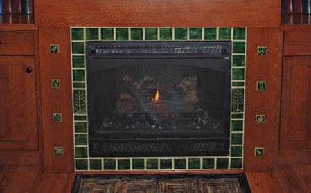 Handmade Green Ceramic Tile Fireplace Surround 3