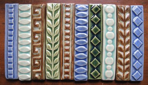 6 inch by 1 inch ceramic handmade border tiles