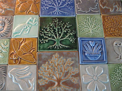 handmade tiles for ginko gallery in oberlin ohio