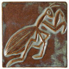 Mantis Handmade Ceramic Tile Art in Relief