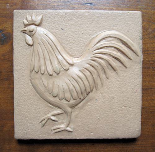 Rooster Handmade Ceramic Tile Design