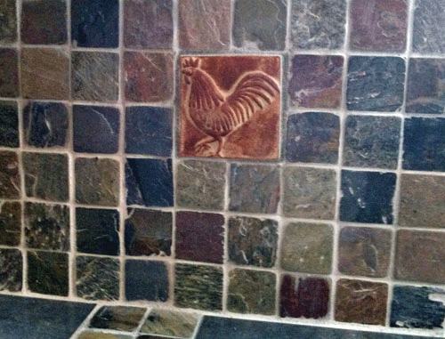 Handmade Bee Tile with Slate Installation 2