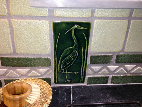 Heron Handmade Ceramic Tile Right