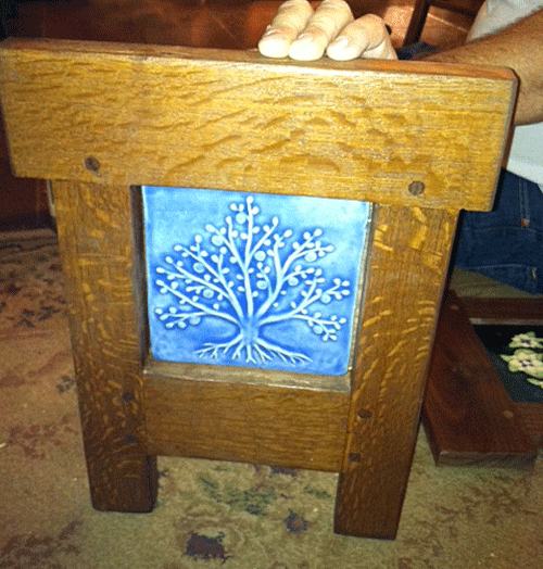 Handmade Ceramic Tile in Wood Frame