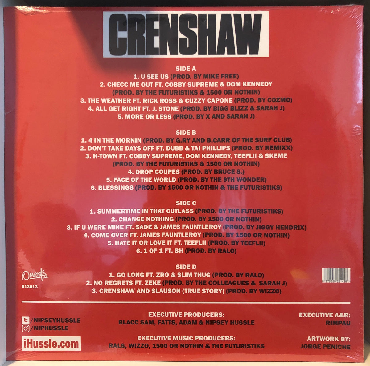 Nipsey Hussle ‎– Crenshaw (2013) - New 2 LP Record 2020 Omerta UK Red or  White (random) Vinyl - Hip Hop