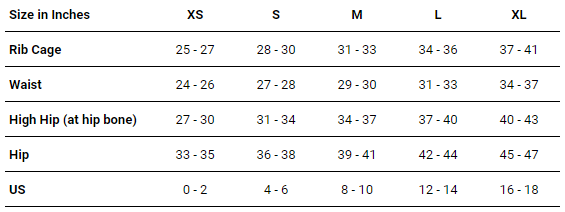 Cleo Size Chart