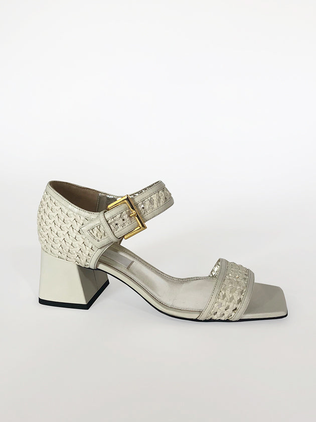 Suzanne Rae Woven Maryjane Sandal White