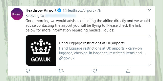 message from Heathrow