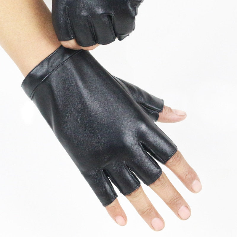 women's leather half gloves