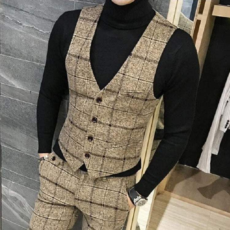 Men's Autumn Slim Fit Plaid Suit 