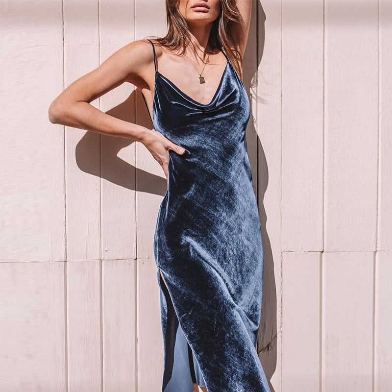 velvet dress with split