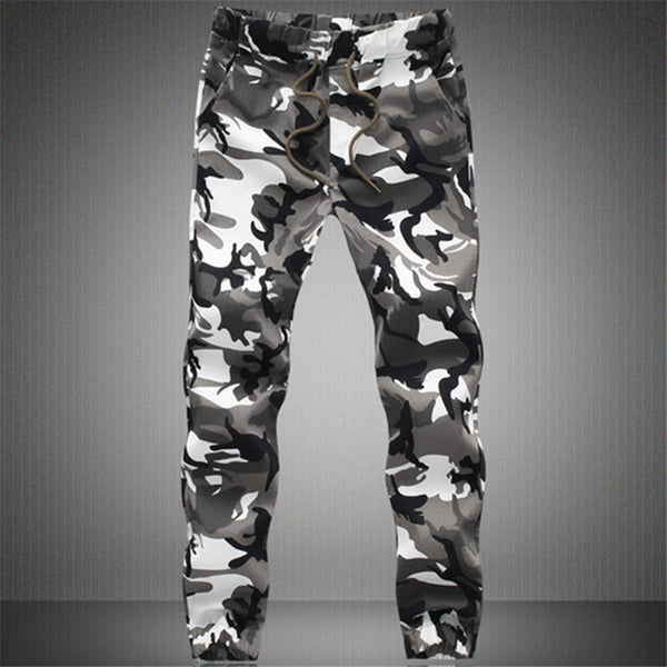 mens white camo joggers