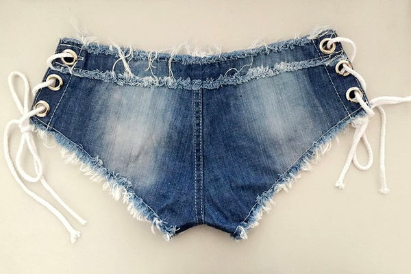 Womens Lace Up Denim Shorts Zorket