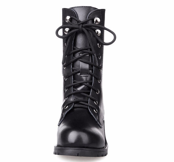 Womens Casual Lace Up Motorcycle Boots Zorket 