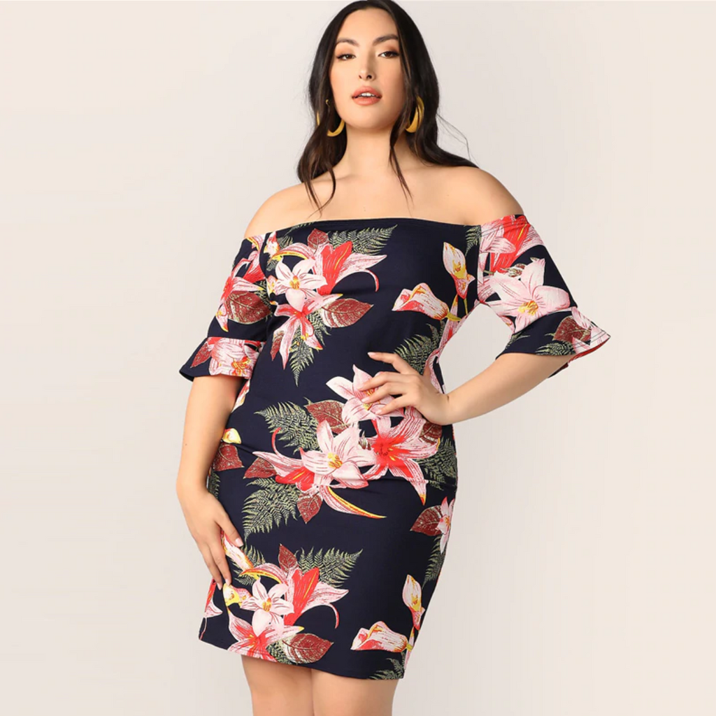 off shoulder summer dress plus size