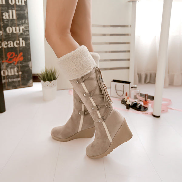 womens wedge knee high boots