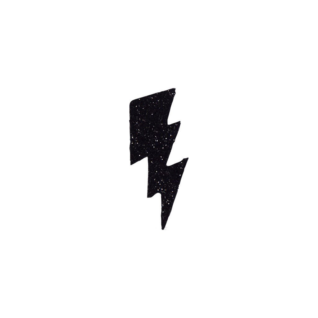 Small Bolt Sticker - Black Glitter