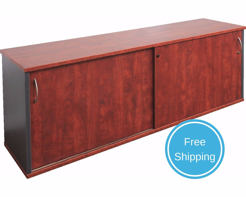 Appletree Brown Credenza Office Sliding Doors Sideboard Cupboard