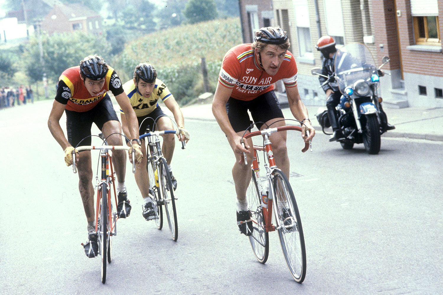Freddy Maertens and Johan Van de Velde riding the 1979 Paris - Brussels. Photo credits: Offside / L'Equipe.