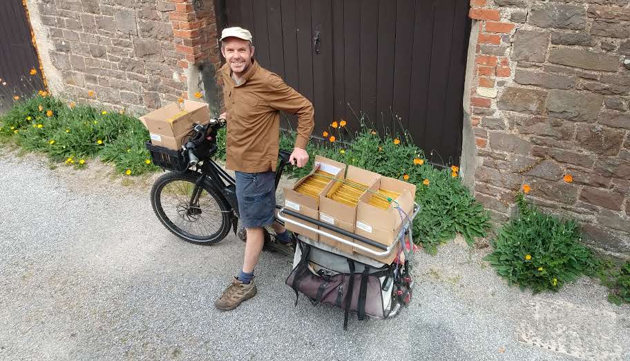 Just like us, Jack is keen to use his bike where possible for sending his Lost Lane book orders.