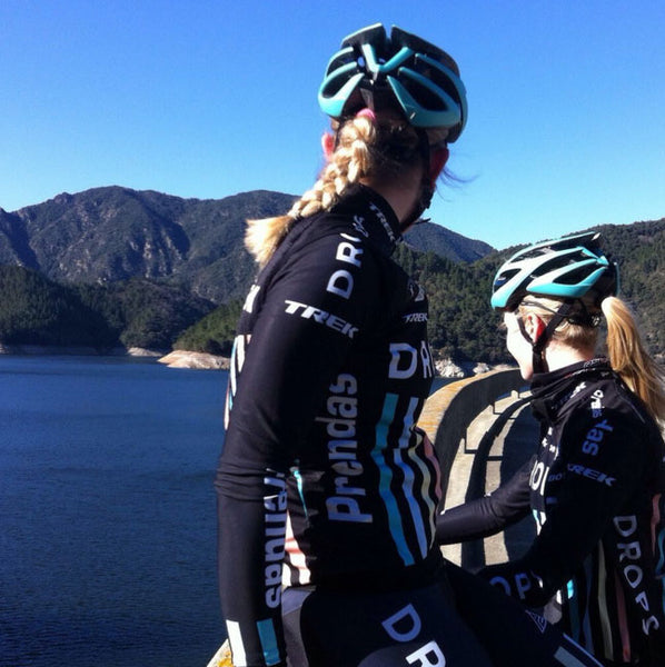Lucy Shaw and Ellie Mae (Drop Cycling Team) enjoying the view on a cycle training camp!