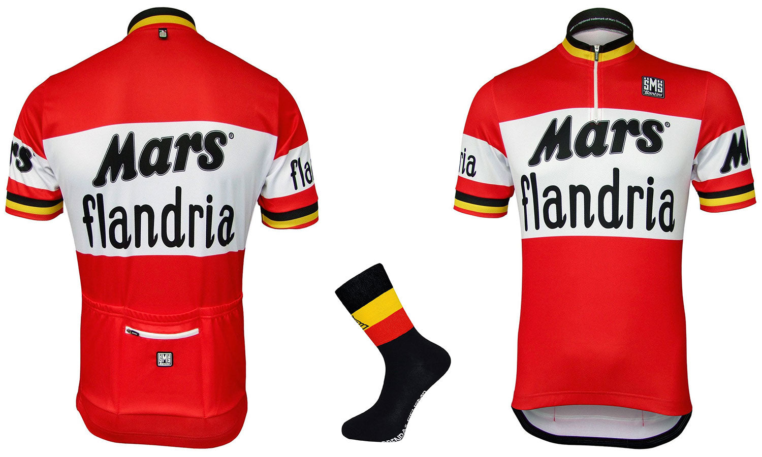 You can buy the Mars Flandria retro cycling jersey and Belgian Champion cycling socks at Prendas Ciclismo.