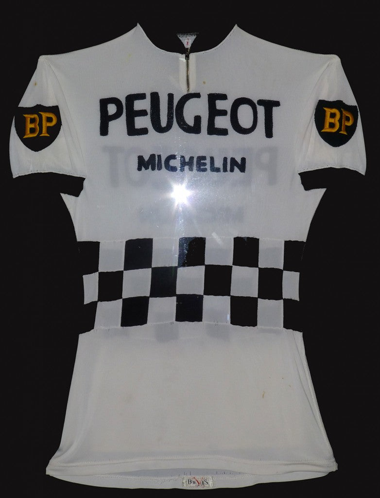 A fabulous example of the Peugeot BP Michelin retro team jersey worn by Eddy Merckx in 1966–1967.