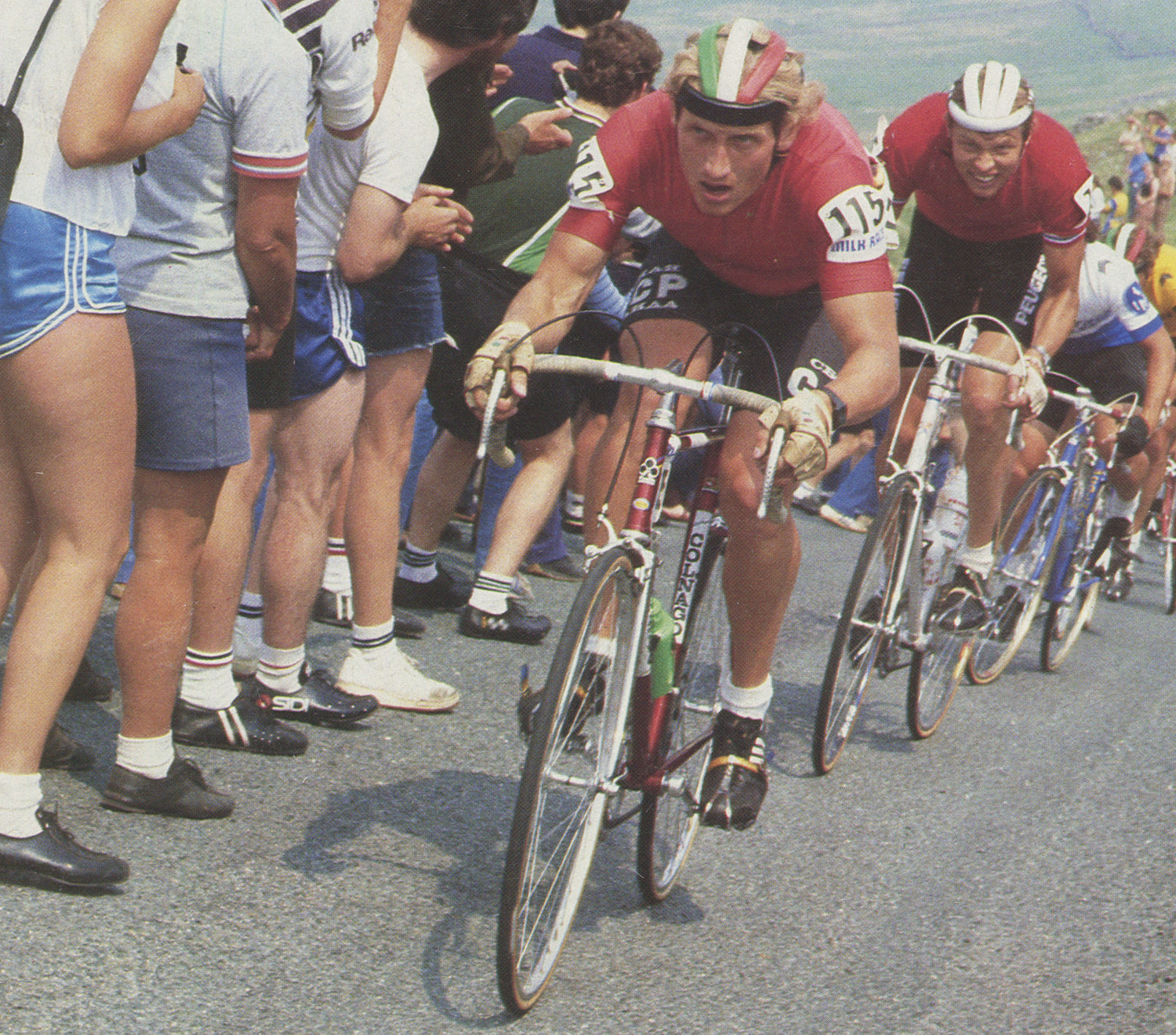 Milk Race, 1983.  A rather common sight in the 1980s was that of the USSR cycling team on the front of the bunch aboard their colour coordinated Colnago bicycles.