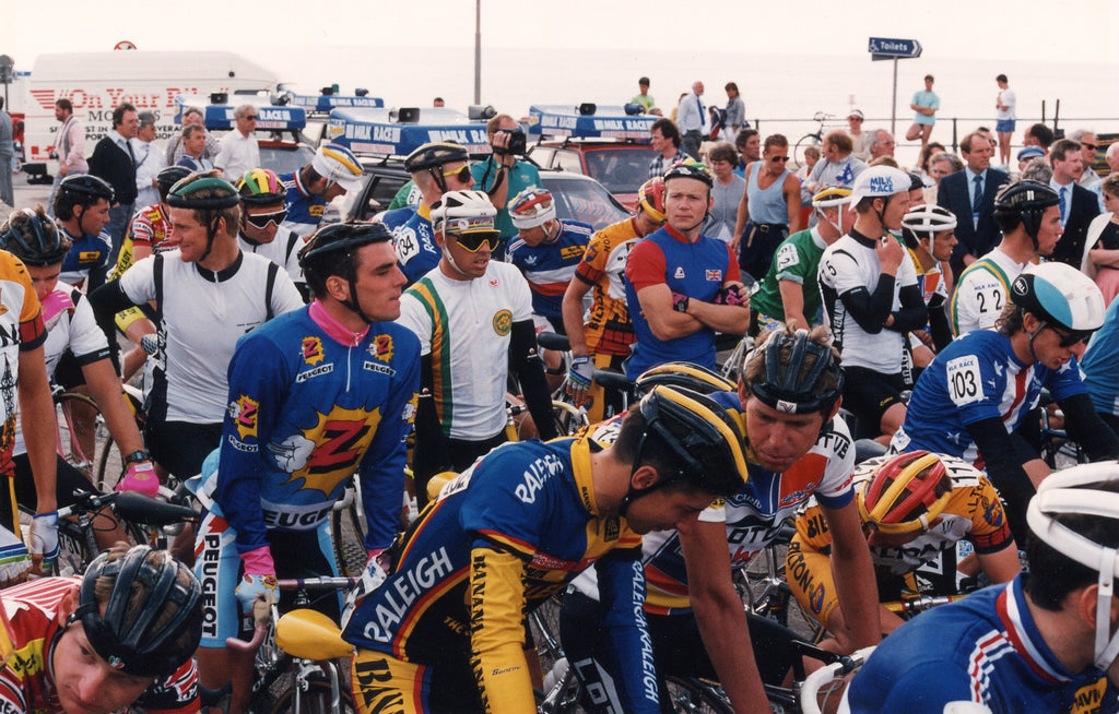Before the start of stage 2 of the 1989 edition of the Milk Race.