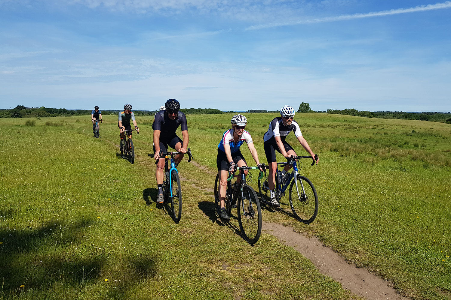 Perfect weather greeted the riders for June's gravel ride, heading away from Corfe Castle onto the newly improved NCN Route 2.