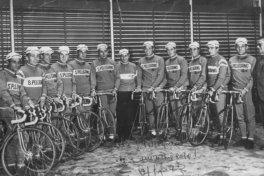 San Pellegrino cycling team photograph is provided by Herbie Sykes.