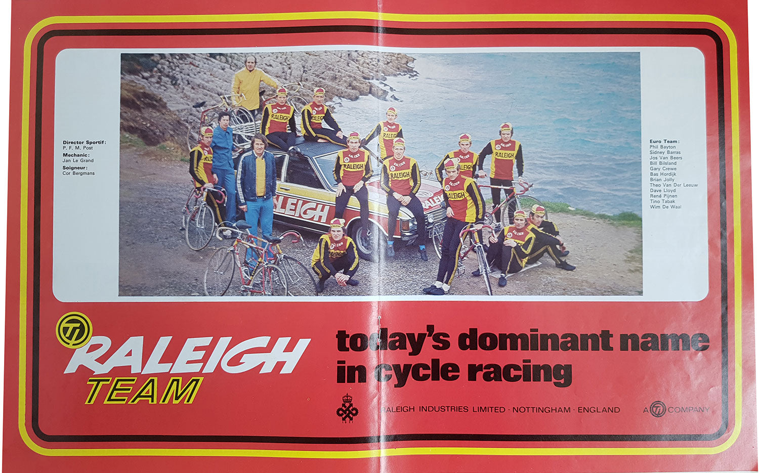 The TI Raleigh double page spread magazine advert that featured in International cycle Sport issue Number 70 (March 1974).