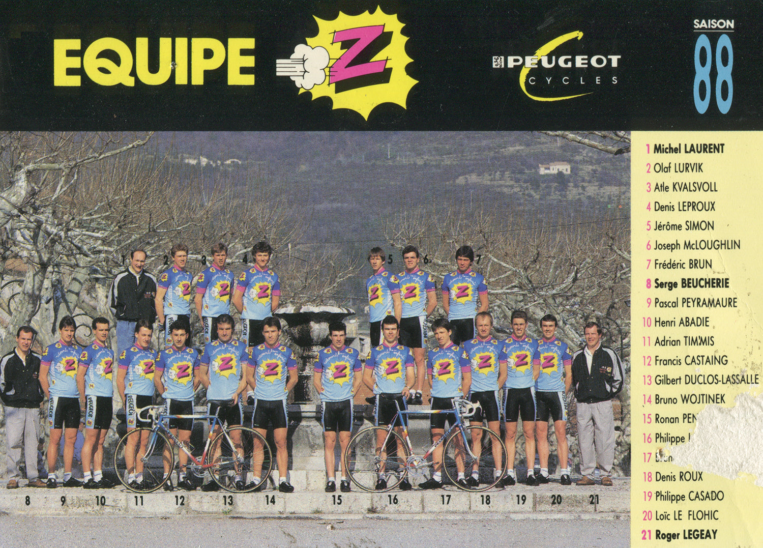 Vêtements Z-Peugeot Cycling Team postcard from 1988
