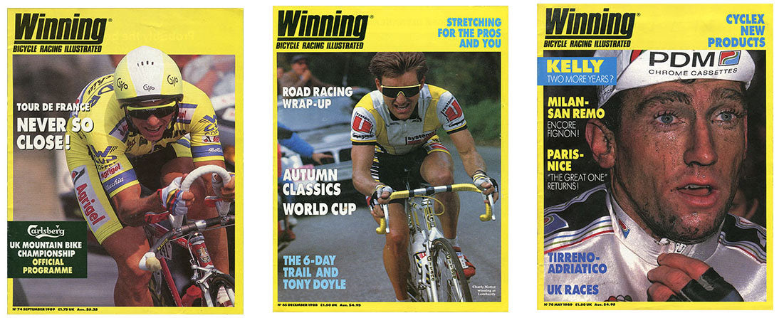 Winning Magazine Front Cover Stars: Greg Lemond, Charly Mottet & Sean Kelly