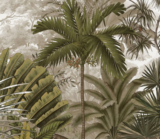 Ananbo NICOBAR BRONZE SÉPIA Hello Day Tropical Wallpaper 