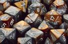 CHX26624 Gemini Copper-Steel with white 16mm d6 Dice Block(12 d6)* - Leisure Games