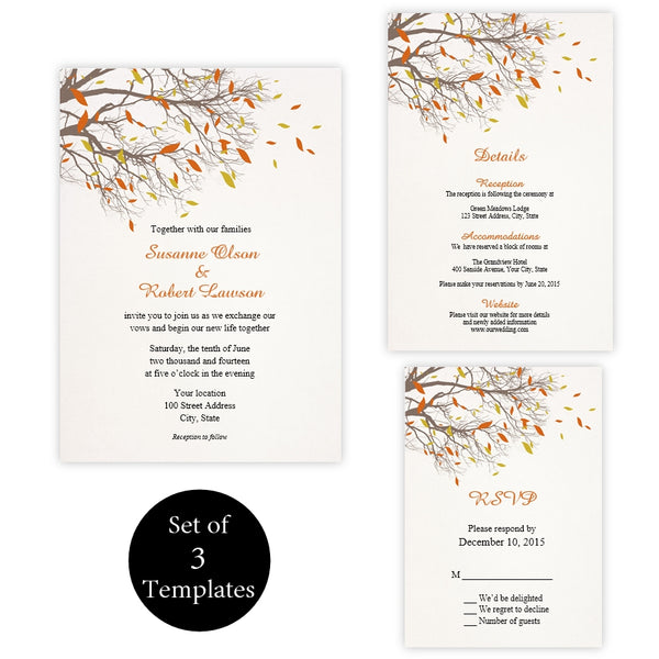 Fall Tree Branches Wedding Suite A J S Prints