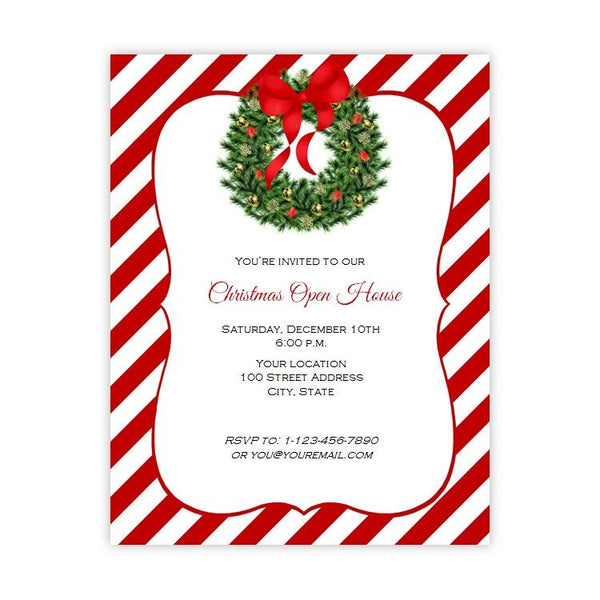 Holiday Wreath Christmas or Holiday Party Flyer A J s Prints