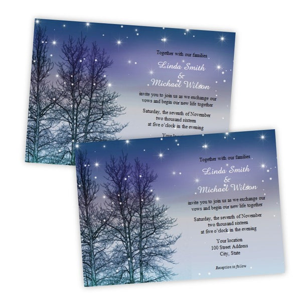 Fall Trees On A Starry Night Wedding Invitation Template A J S