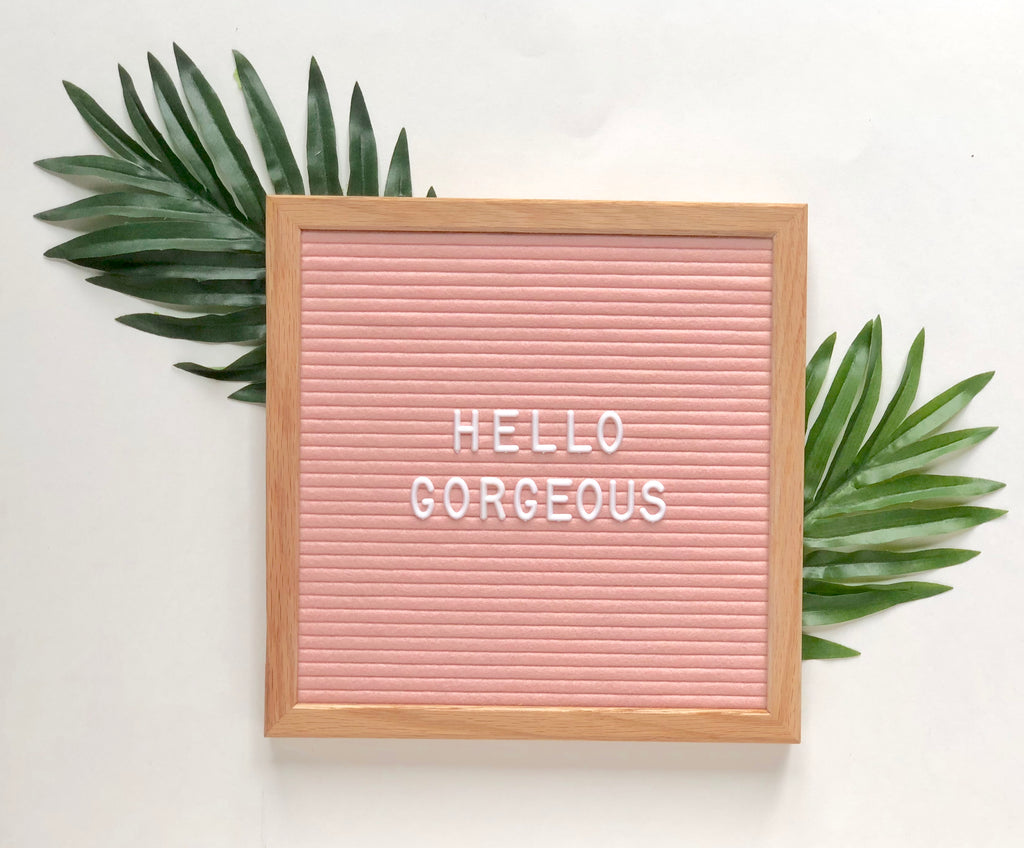 10 X 10 Oak Frame Pink Felt Letterboard And White Letter Set Rivi Co Letter Boards