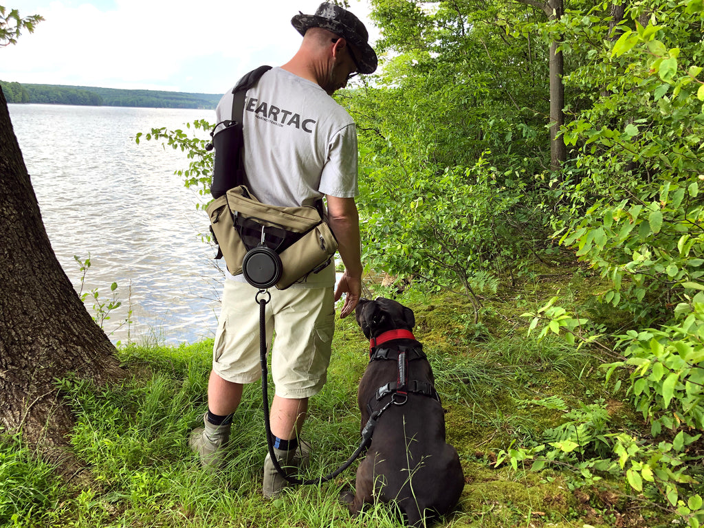 the gearpac works as a back pac for hands free dog waling