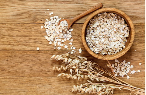 rolled oats on wooden counter