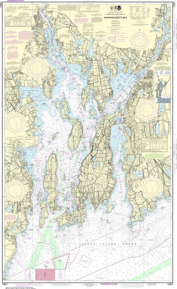 NOAA Chart 13221 Narragansett Bay Captain's Nautical Books & Charts